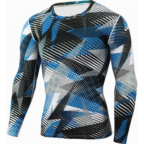 Mens Compression Shirts Bodybuilding Skin Tight Long Sleeves Jerseys Clothings MMA Crossfit Exercise Workout Fitness Sportswear
