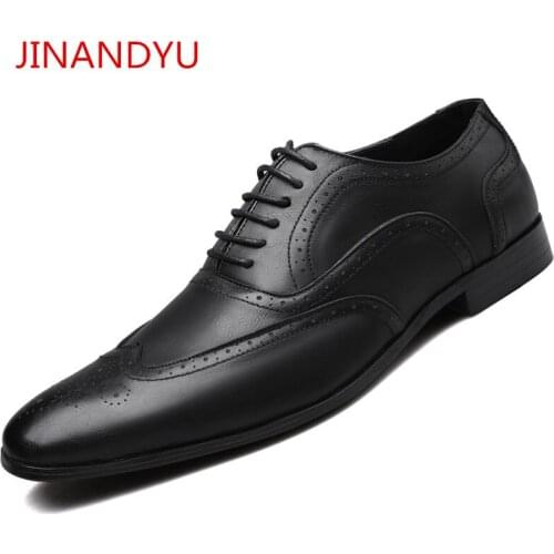 Brogues Men Shoes Leather Business Dress Shoes Plus Size 48 Brown Black Formal Shoes for Men Oxford Leather Shoe Zapatos Honbre