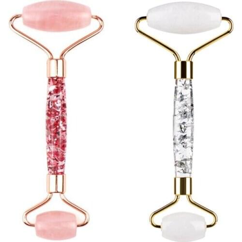 The New Resin Rod Rose Quartz Roller Facial Massager Powder Crystal Roller Gouache Scraper Beauty Body Massage Face-lifting Tool
