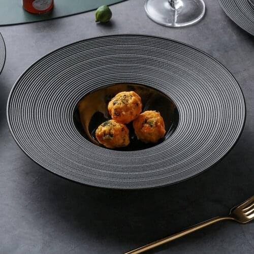 Nordic dinner plates restaurant western food steak plate household sushi pasta fruit breakfast plate matte black tableware