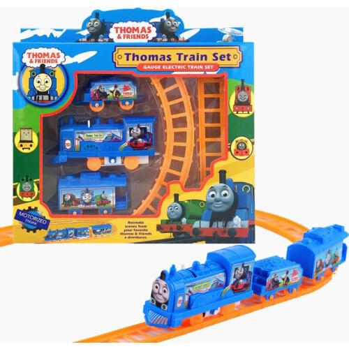 Thomas and friends electric plastic train Head childrens toys with Two carriages track set childrens Christmas gift toys