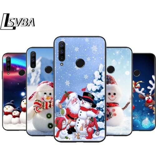 Anti-Fall Soft Black Cover Christmas Snowman For Huawei Honor 30 20 10 9X 9 Lite Pro V20 20S 9S 9A 9C 9N Phone Case