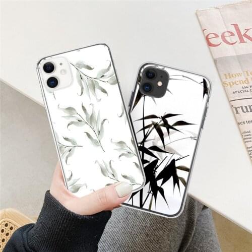 Simple Blueberry Green Leaf Phone Case Transparent Soft TPU Cover For iPhone 12 Pro Max Mini XR XS Max X 7 8 Plus Case