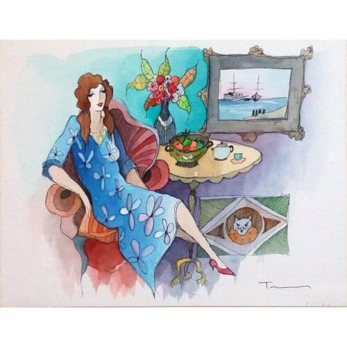 Hand Painted Decorative Wall Art Oil Painting on Canvas Abstract Painting Woman Morning for Home Room Wall Decor Figure