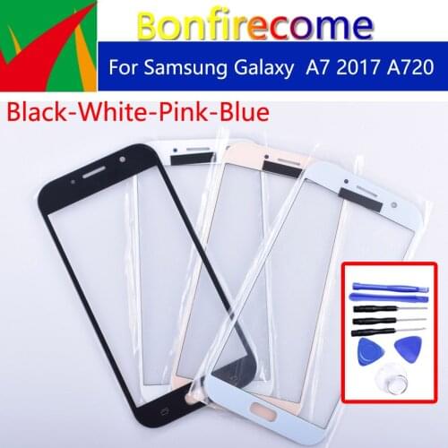 A720 For Samsung Galaxy A7 2017 A720 A720F SM-A720F/DS SM-A720F Touch Screen Front Outer Glass TouchScreen Lens Replacement 5.7"