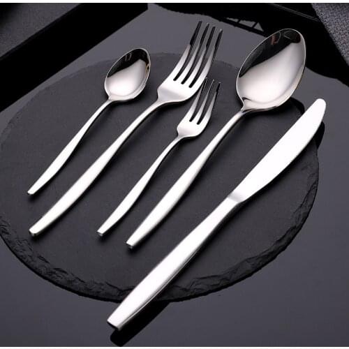 Cutlery Tableware Thickened Stainless Steel Knife Fork and Spoon Family Hotel Restaurant Solid Color Tableware