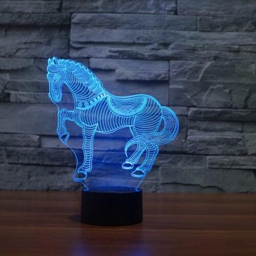 Zebra Horse led 3D Acrylic Table Lamp 7 Color Changing Touch Switch Remote Night Lights Bedroom Fashion Decor Dropshipping