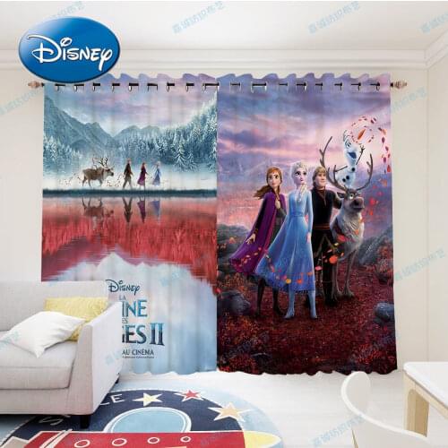 Disney Elsa Frozen Blackout Curtain Childrens Room Girl Bedroom Finished Princess Wind Curtain Fabric