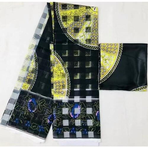 Organza fabric pure silk fabric african fabric abkara african wax print fabric 2+4yard organza ribbon silk for party dress MM-C7