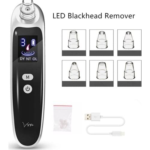 6 Suction Heads LCD Display Vacuum Pore Cleaner Face Cleaning Blackhead Acne Removal Suction Black Spot Cleaner Face Machine