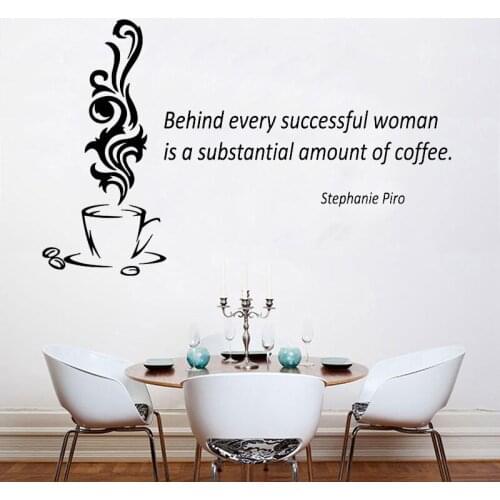 Inspirational Quote Behind Every Successful Woman Is A Substantial Amount Of Coffee Wall Sticker Home Decor Vinyl Art Murals