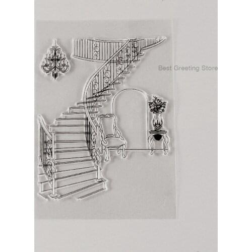 Clear stamp vintage staircase stamp scrapbook background stamp