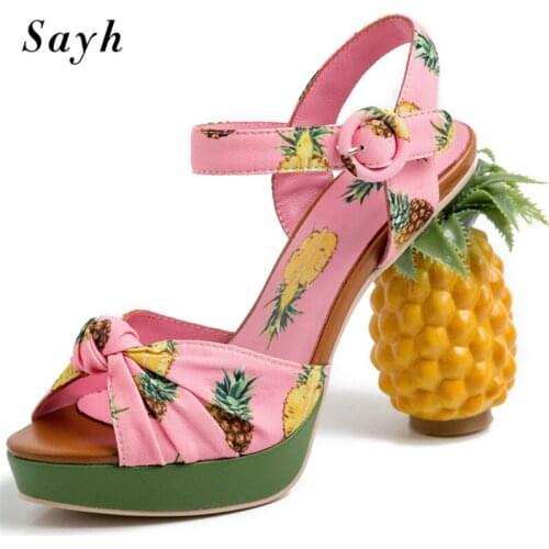 Summer Women Sweet Chunky Heels Sandals Platform Peep Toe Sandals Runway Pumps High Heels Floral Shoes