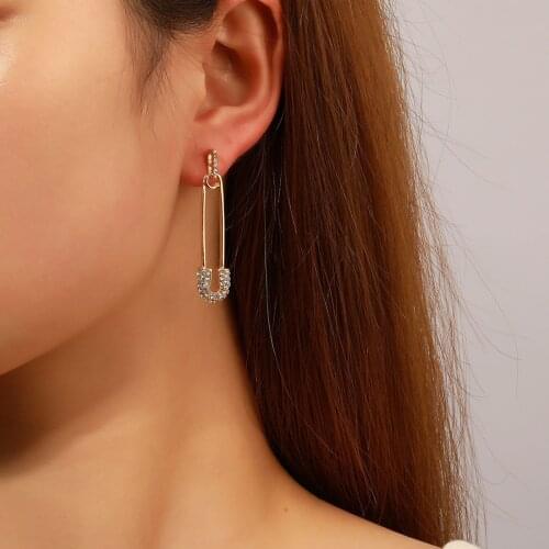 Vintage Gold Small Circle Hoop Earrings For Women Fashion Pin Design Alloy Crystal Fesvital Earrings Girl Wedding Jewelry Gift