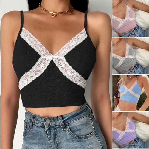 Y2k plus size pink white purple lolita lace cami top crop tank with built in bra corset mall Women Sweet Mini Vest 90S hippie