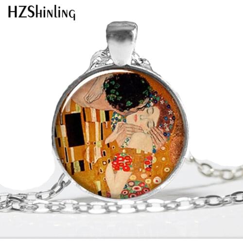 NS-0059 New Fashion Glass Dome Necklace Gustav Klimt Necklace Klimts Mother and Child Pendant Glass Art Picture Necklace HZ1
