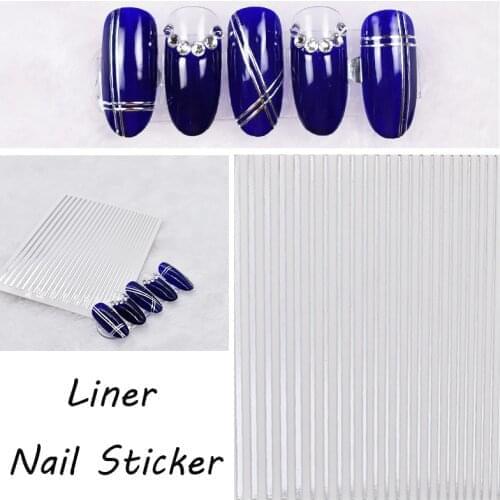 3pcs/lot Gold Silver Sliders 3D Nail Stickers Straight Curved Liners Stripe Tape Wraps Geometric Nail Art Decorations
