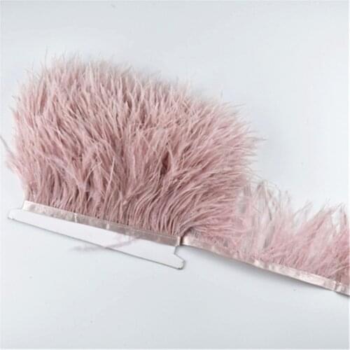 1Meters Leather Pink Ostrich Feathers Trim Trims Width 8-10cm Black Ostrich Feather Ribbon Clothing Wedding Feathers Decoration