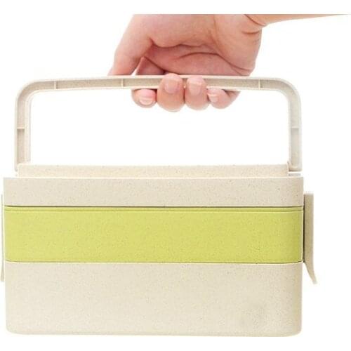 1PC Japanese Microwave Lunch Box Eco-Friendly Wheat Straw Bento Box For Kids School Food Container With Dinnerware Set OK 0332