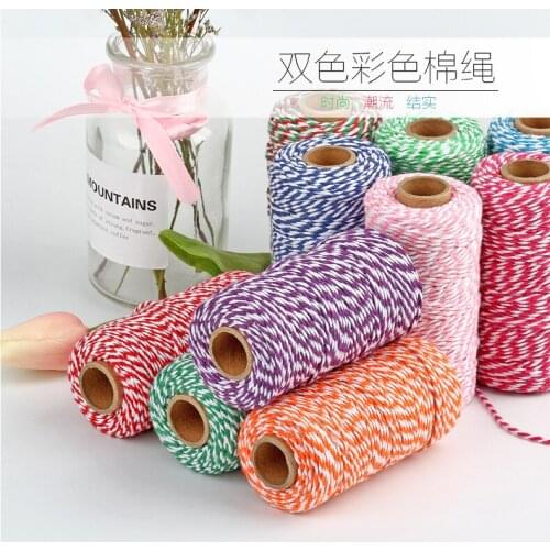 100 meters two-color cotton rope 2mm two-color plied yarn kindergarten diy handicraft cotton rope two colored cotton rope