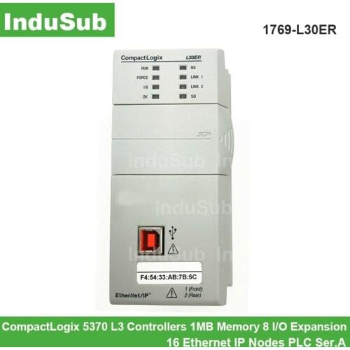 1769-L30ER 1769L30ER CompactLogix 5370 L3 Controllers 1MB Memory 8 I/O Expansion 16 Ethernet IP Nodes PLC Ser.A