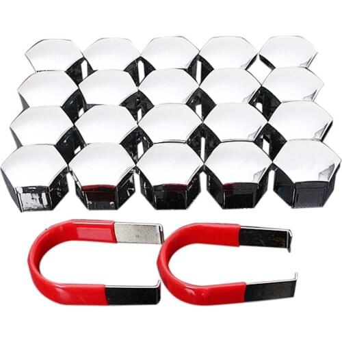20pcs 17mm Car Plastic Caps Bolts Covers Nuts Alloy Wheel For Skoda, Audi, Mercedes, B M W Color:silver