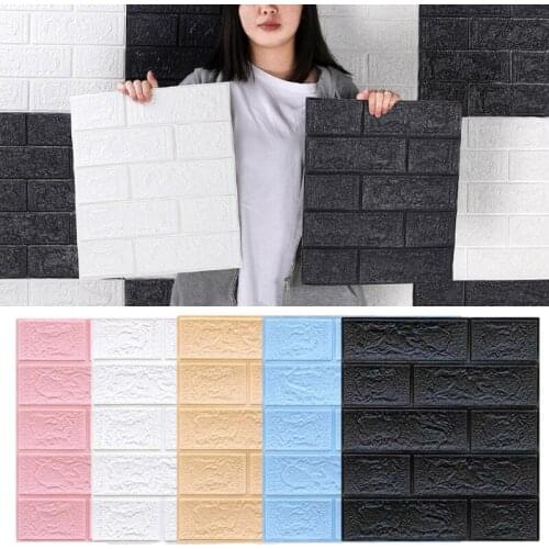 3D Brick Wall Stickers DIY Self Adhensive Decor Foam Waterproof Wall Covering Wallpaper For TV Background Living Room 35X38.5CM