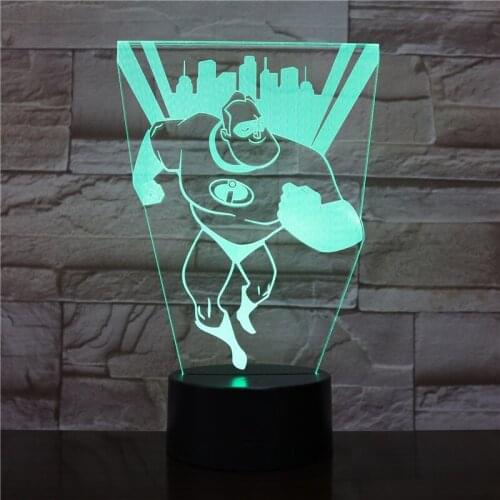 3D LED Night Light Mr Incredible Bob Parr Figure Decoration Boys Child Kids Baby Christmas Gifts USB Table Lamp Bedside 2475