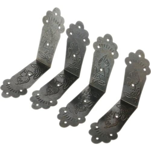 4Pcs Vintage Decorative Corner Bracket Jewelry Gift Box Wood Case Feet Leg Corner Protector Guard Furniture Fittings 55*55*25mm