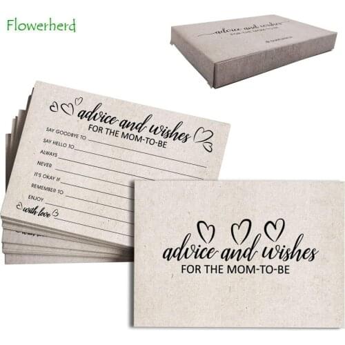 50Pack Advice Wishes Cards for The Mom-to-Be 4''x 6'' Baby Advice Paper Cards Perfect Addition To Your Baby Shower Party Game