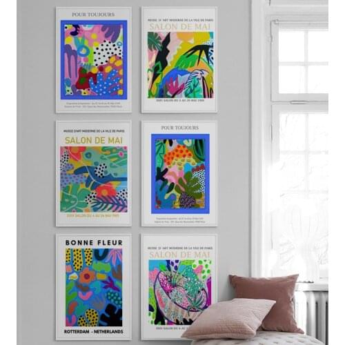 Abstract Colorful Flower Leaves Plant Pomegranate Nordic Poster Wall Art Print Canvas Painting Decor Pictures For Living Room