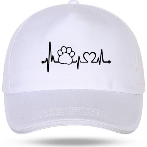 New Men Women Fashion Paw Heartbeat Lifeline Monitor Baseball Caps for Hip Hop Cotton Velcro Trucker Cap Bone Dad Hats