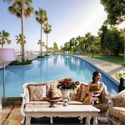 Beibehang Large custom wallpapers bedroom Mediterranean style living room TV 3d palm beach holiday mood mural background