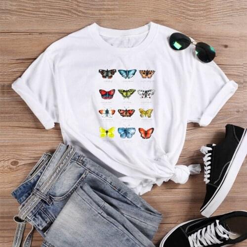 Colored Watercolor Butterflies Collection art T-Shirt funny 100% Cotton graphic Fashion women unisex quote casual tshirt top tee