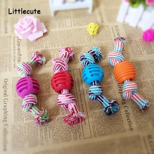 Dog toy cotton rope toy ball resistant to bite Chewing clean dog teeth Rope can be eaten to clean the stomach Popular pet toys
