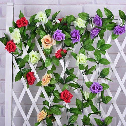 Artificial Flowers Rose Rattan 245cm length/ 9 flower Flowers for A Wedding Arch Garland Romantic Rose In Glass Dome