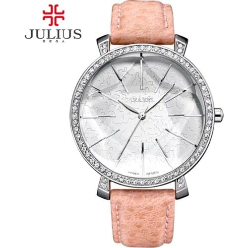 Julius Fashion Watch Women Big Dial Watch Japan Quartz Whatch Women Beige Ladies Designer Watch Brand Logo Reloj mujer JA-517