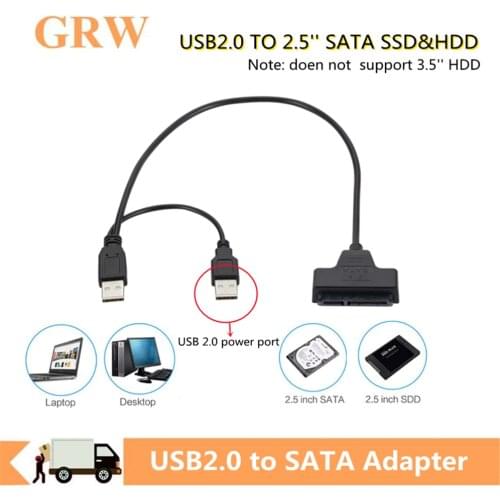 Grwibeou USB 2.0 to 2.5inch HDD 7+15pin SATA Hard Drive Cable Adapter for SATA SSD & HDD for computer laptop