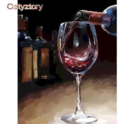 Paint By Numbers For Adults Red wine Table Decoration Modern Photo Frames Oil On Canvas Handmade Gatyztory Diy Kit