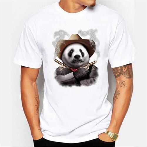 Papertiger Classic White T-shirt Fashion Double Gun Panda Hero Print T-shirts