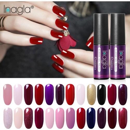Inagla 5ML Classic Color Gel White Nail Polish Nail Art Design Manicure 60 Colors Soak off Enamel Gel Polish LED UV Gel Varnish