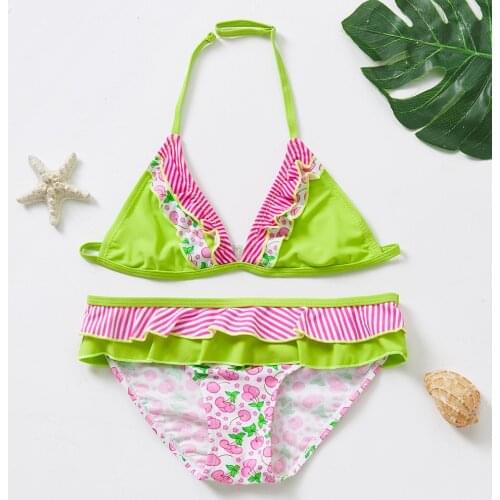 3~14Y Girls Bikini Set High quality Girls Swimsuit Ruffle style Children swimwear For Girls Summer Beach Wear-ST9037