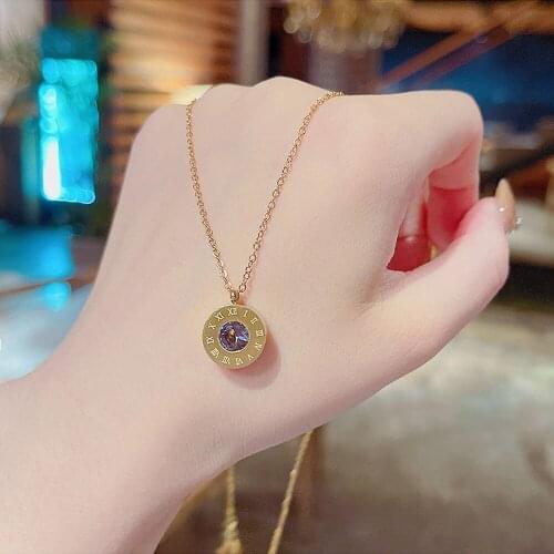 Fashion temperament circle zircon titanium steel necklace female design sense simple temperament clavicle chain