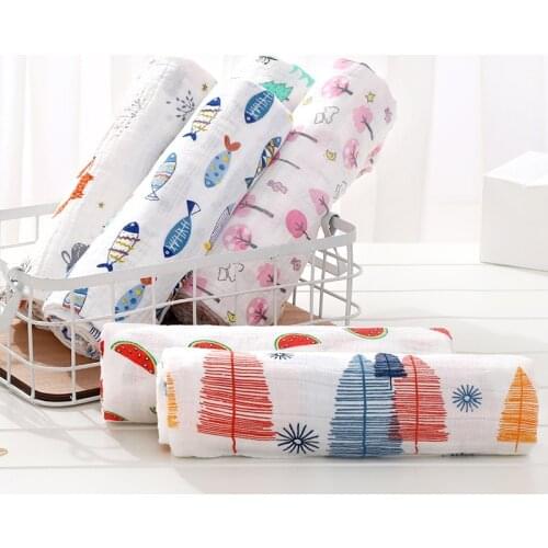 Soft Muslin 100% Cotton Baby Blanket Cute Cartoon Newborn Blankets Bath Gauze Infant Wrap Sleepsack Stroller Cover Play Mat