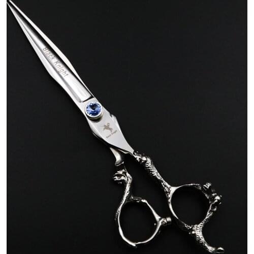 Black Knight 7 inch cutting scissors high quality professional hairdressing barber shears pet scissors dragon shaped handle 440C