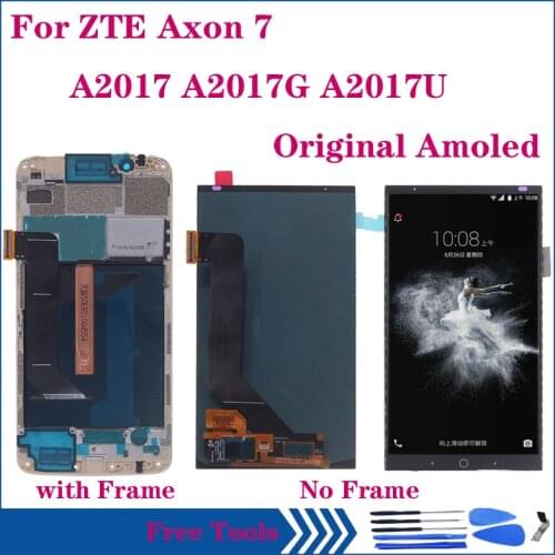 Original Amoled Display For ZTE AXON 7 LCD DISPLAY Touch Screen Digitizer Assembly For ZTE A2017 A2017G A2017U OLED Repair parts