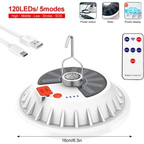 Outdoor Camping Tent Light Lantern solar Remote control Rechargeable 30/60/120 LED Hiking light Ultra Bright USB Emergency Lamp