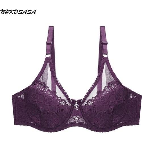 Sexy Women Lace Plus Size Bra Floral Mesh Embroidery Bralette Lingerie Female Non Padded Print Brassiere Intimates Femme Big