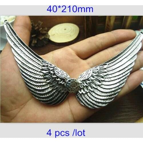4 Large Size Adjustable Double Wings Pendant With 2 Loop 40*210mm Antique Bronze - Free Shipping