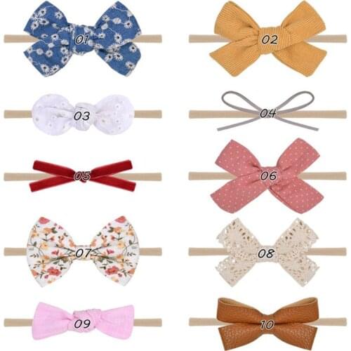 10pcs/lot Cute Bow Baby Headband for Girl Nylon Head Bands Turban Newborn Headbands Hairbands for Kids Baby Hair Accessories